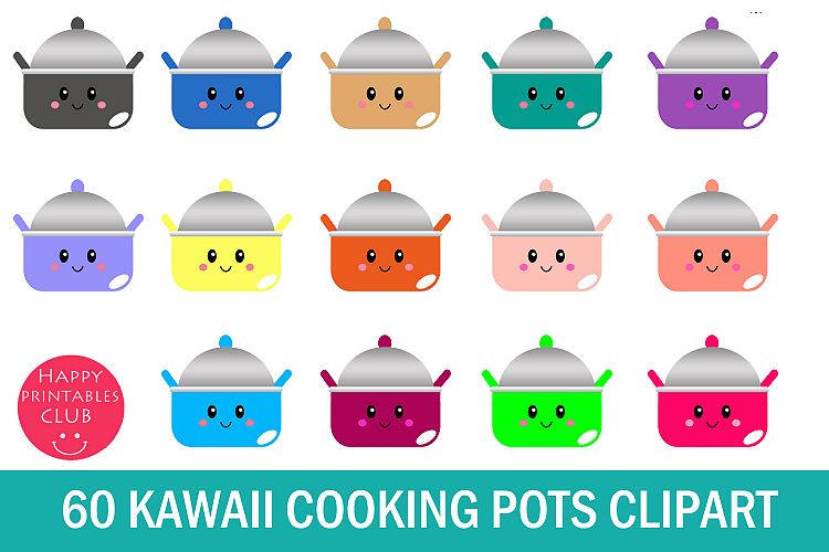 60 Kawaii Cooking Pots Clipart-Colorful Cooking Pots Clipart