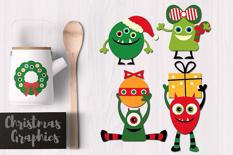 Cute Christmas Monsters Clip Art Graphics