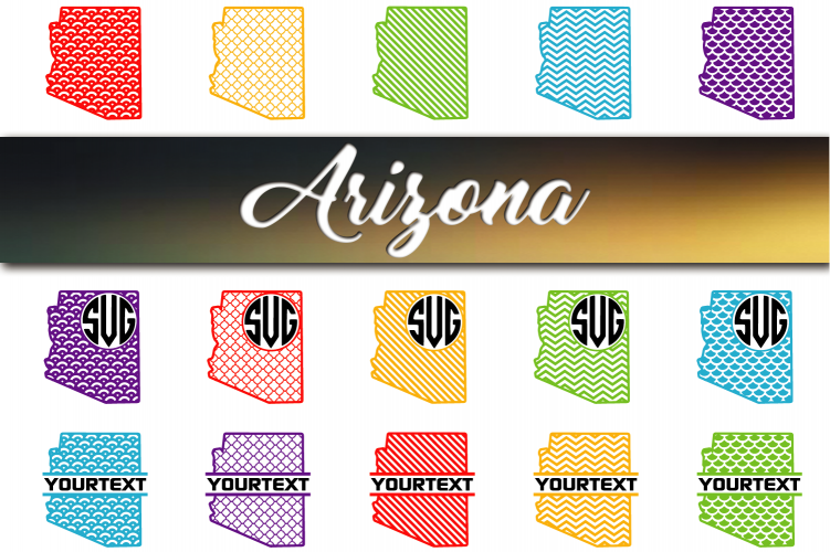 Arizona prints bundle - Arizona monogram frames svg - Arizona designs svg - Arizona outline svg - Arizona state svg - Cricut file - Silhouette file