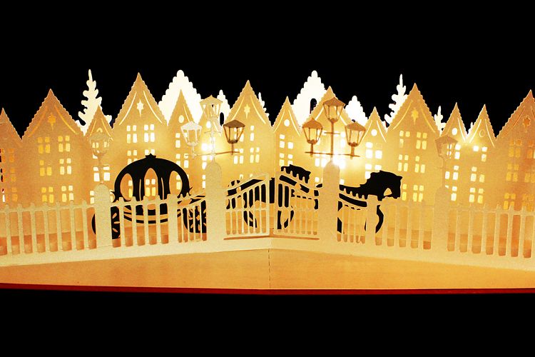 Festive scene pop up greetings card