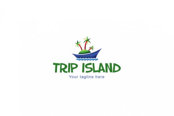 Trip Island -Vacations on Beach Stock Logo Template for Tour & Travel Agency 