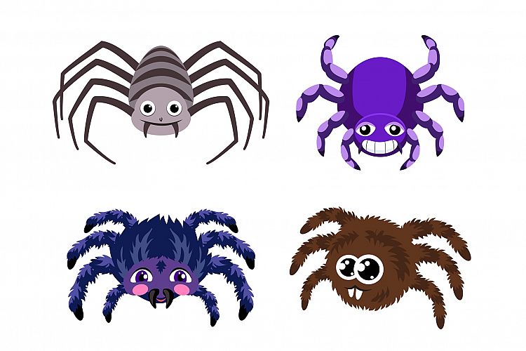 Spider icons set, cartoon style example image 1