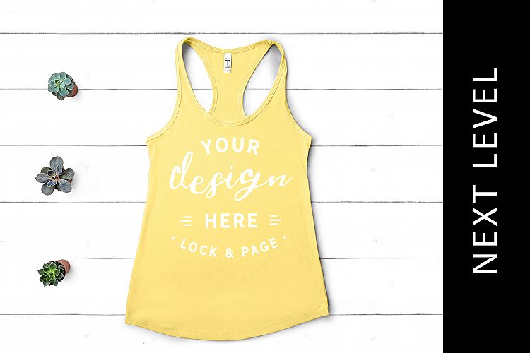 Banana Cream Next Level 1533 Tank Top Mockup Racerback Vest