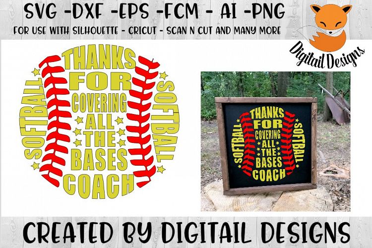Softball Coach Thank you SVG - Silhouette - Cricut