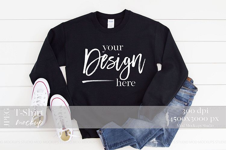 Download Gildan 18000 Mockup | Sweatshirt Mockup BLACK (315710 ...