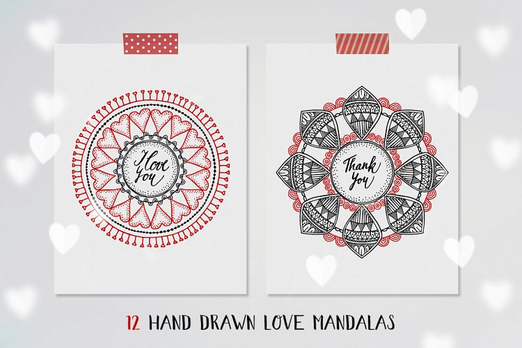 Hand drawn Love Mandalas