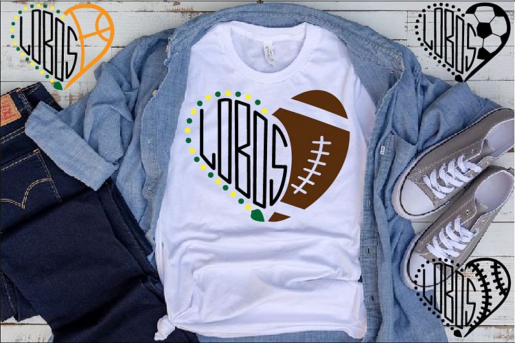 Lobos Sport Heart SVG School Spirit football 989s