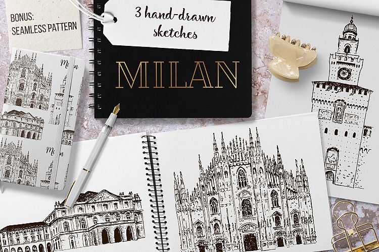 Set of Milan sketches