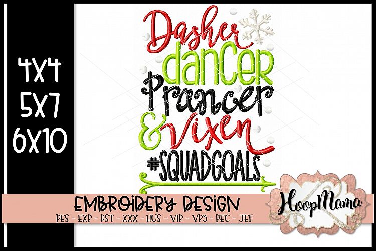Dasher Dancer Prancer And Vixen - Christmas embroidery