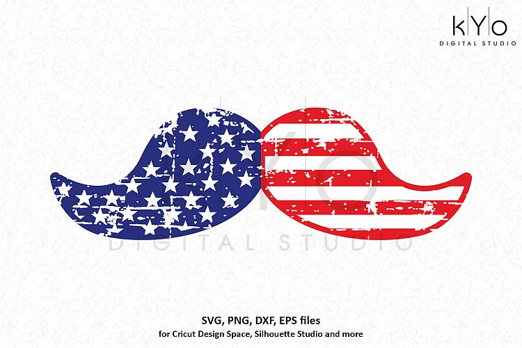 Distressed American US flag pattern Moustache SVG PNG DXF EPS files