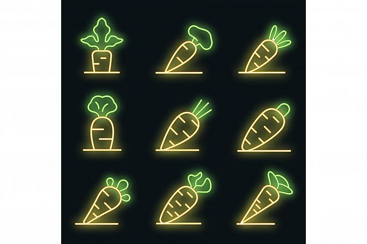 Carrot icons set vector neon example image 1