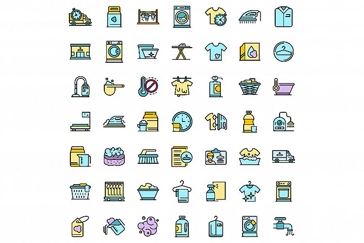 Dry cleaning icons set vector flat example image 1
