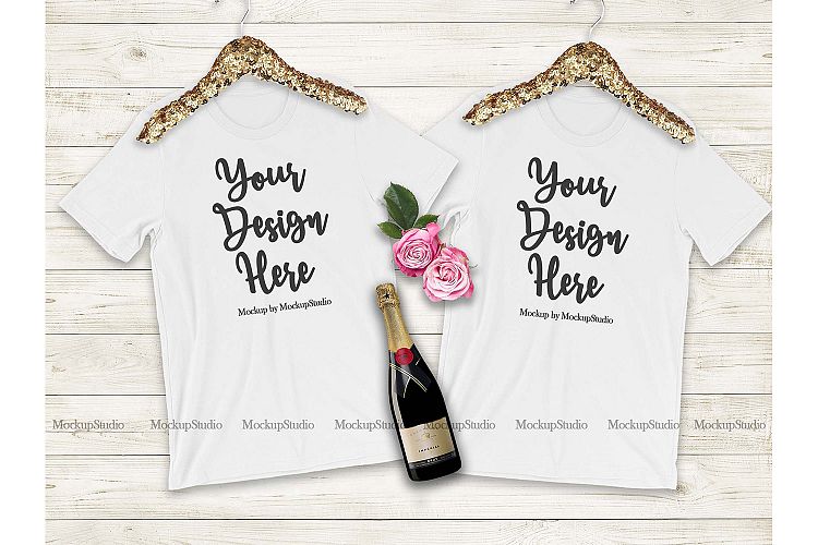 Download White Bridesmaid T-Shirts Mockup, Bridal Shirt Mock Up