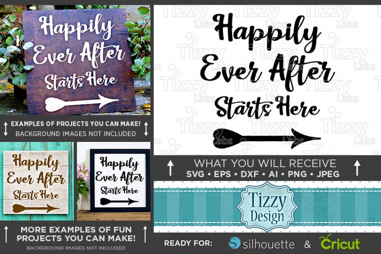 Happily Ever After Starts Here SVG File Wedding Sign - 5520