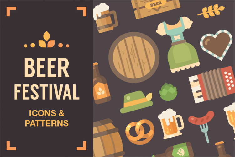 Oktoberfest beer festival icons and patterns