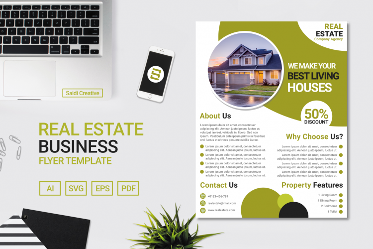Real Estate Business Flyer Template Design US Flyer Size