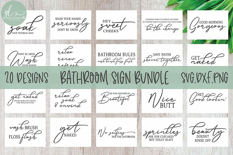 Download Bathroom Sign SVG Bundle - 20 Bathroom Quotes