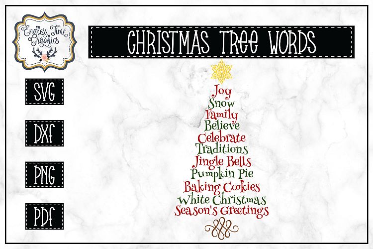 Christmas Tree Word Art SVG