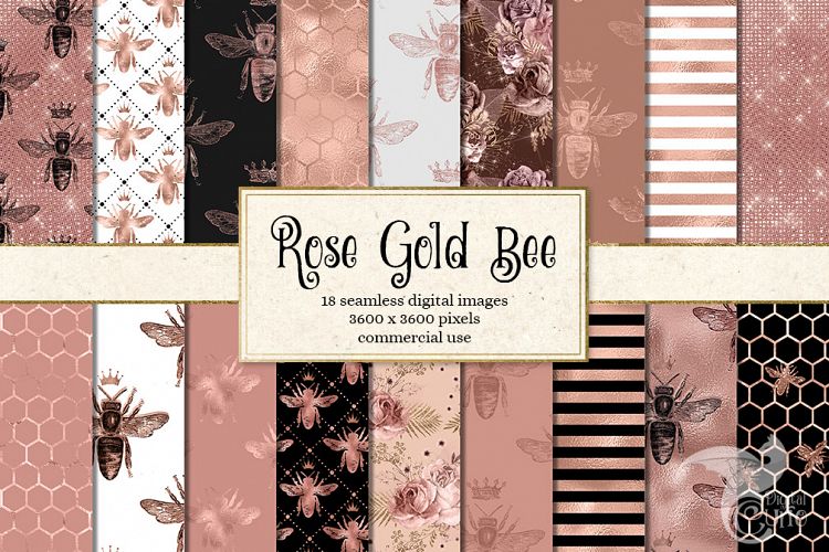 Rose Gold Bee Seamless Patterns