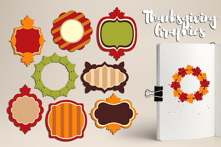 Thanksgiving Tags Frames Clipart, Autumn Fall Graphics