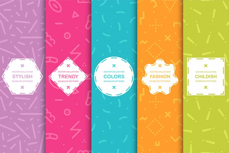 Memphis seamless vector patterns