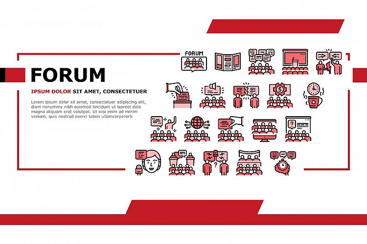 Forum People Meeting Landing Header Vector example image 1