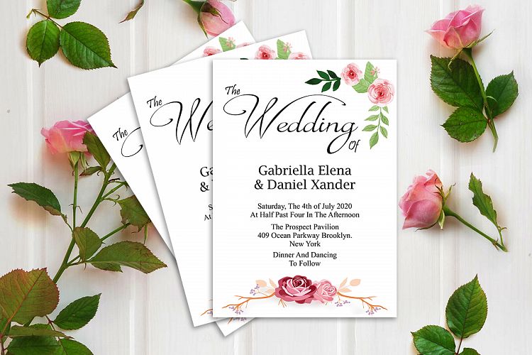 Floral Wedding Invitation Template, DAD_01