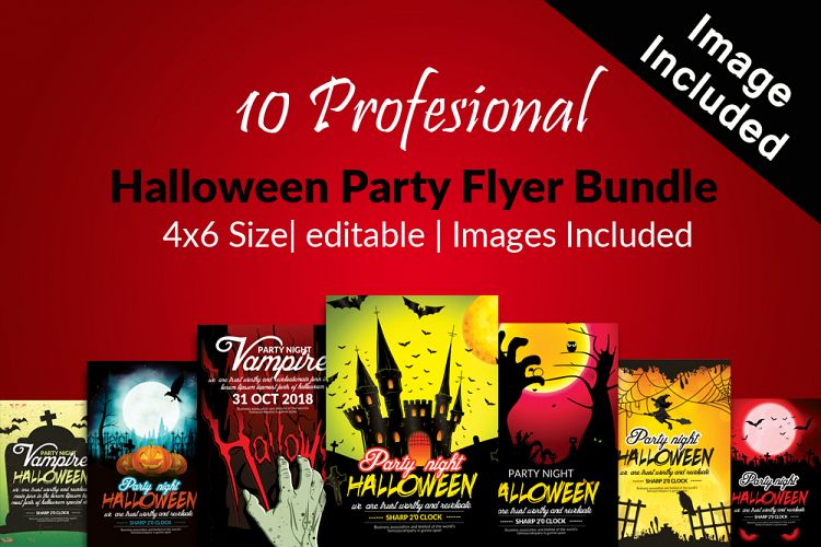 10 Halloween Party Flyers Bundle