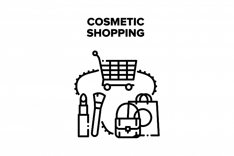 Cosmetic Shopping In Store Vector Black Illustration example image 1