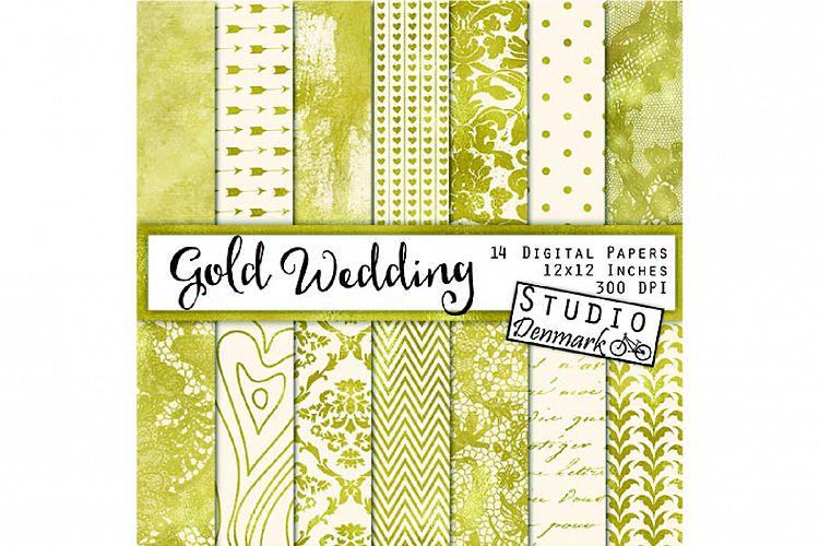 Gold Wedding Digital Paper Pack