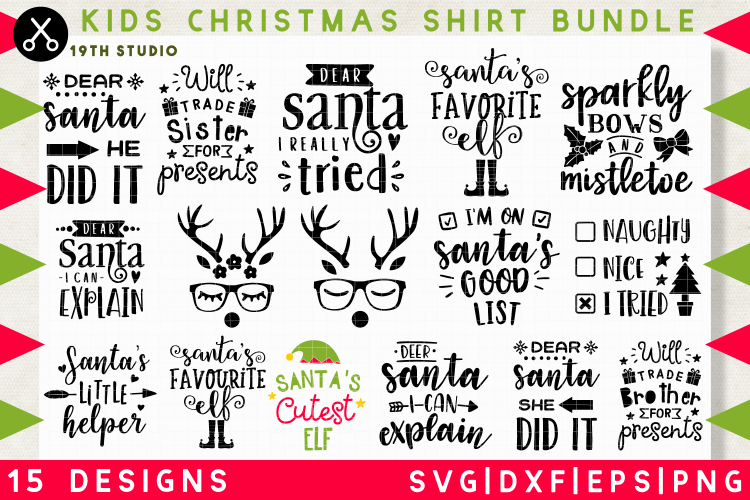 Kids Christmas shirt SVG Bundle | SVG DXF EPS PNG MB37