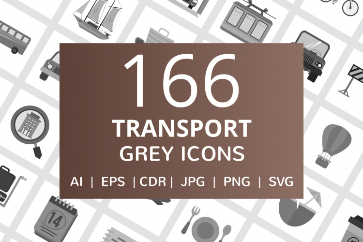 166 Transport Flat Greyscale Icons