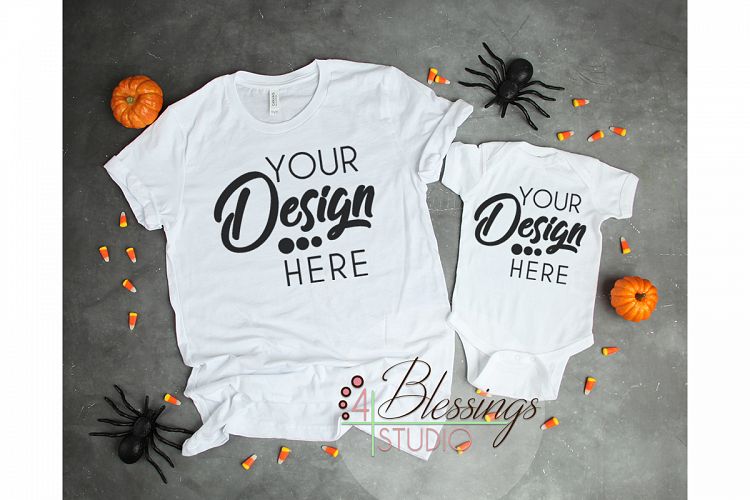Halloween Mockup TShirt White Parent Baby Mockup Mom Kid