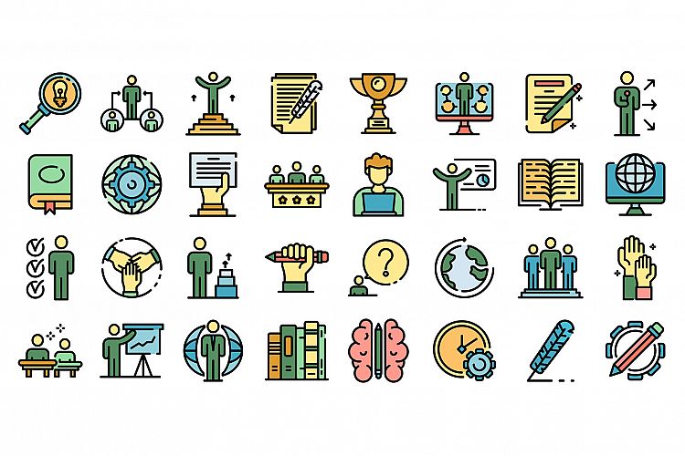 Staff education icons vector flat