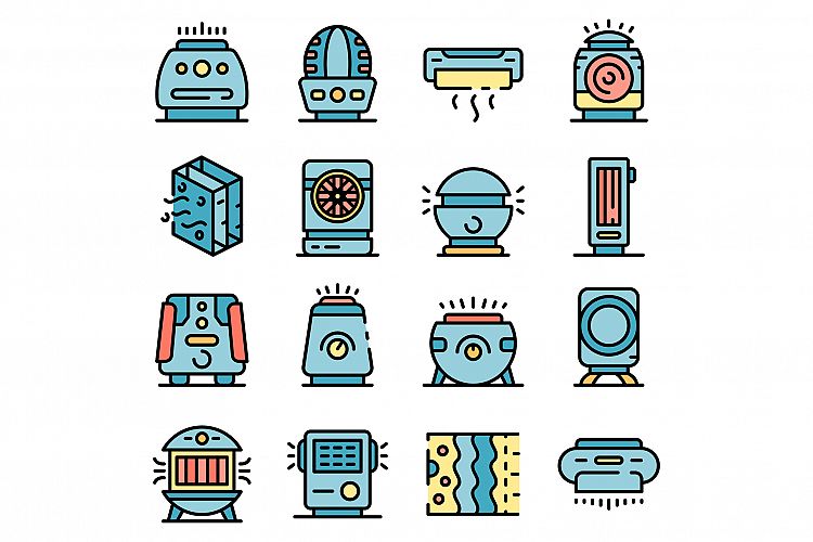 Air purifier icons set vector flat example image 1