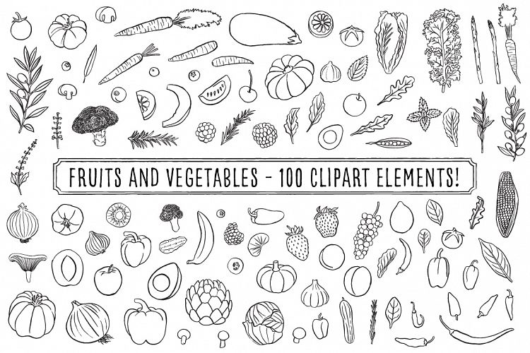 Chalkboard Fruits and Vegetables
