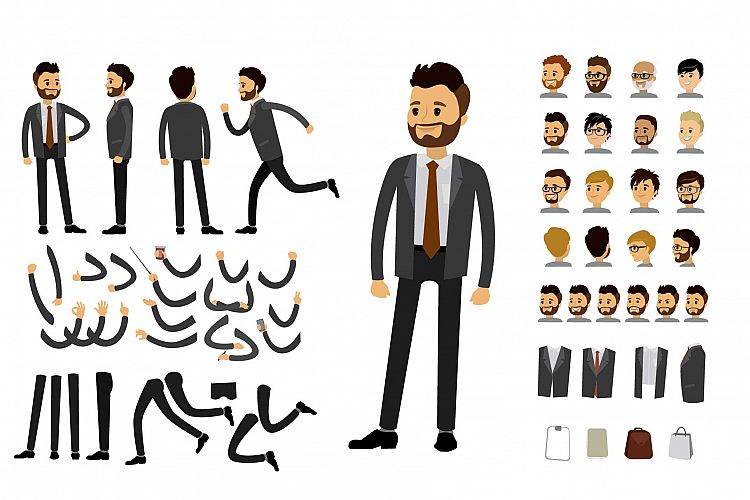 Human constructor.  Caucasian businessman character