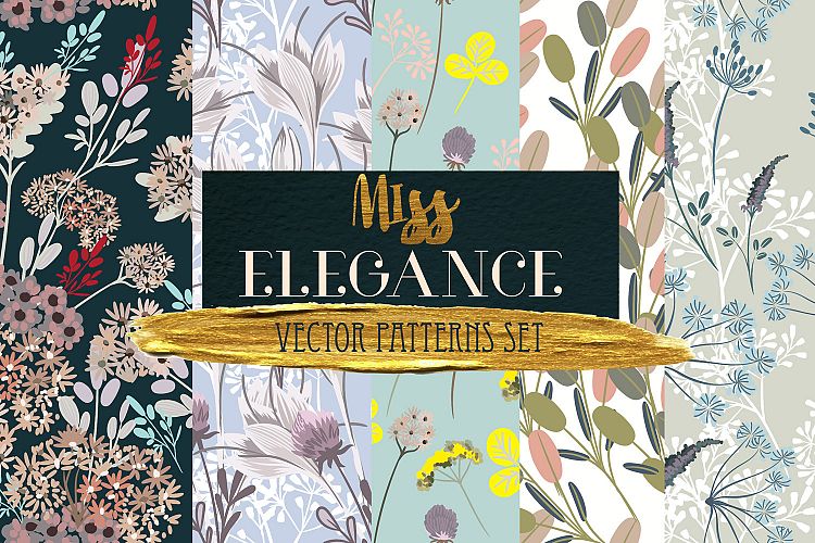 Floral vector seamless patterns