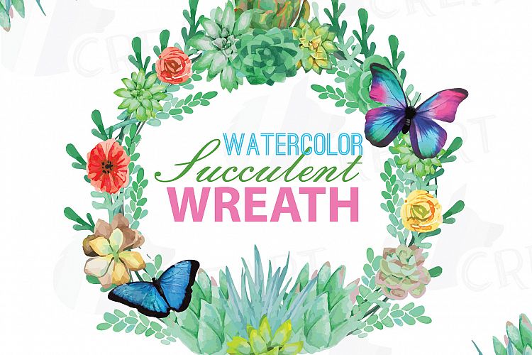 Watercolor succulent wreath, valentine clip art pack, flowers and succulent wreath. Eps, valentine png, jpg, svg, vector files included