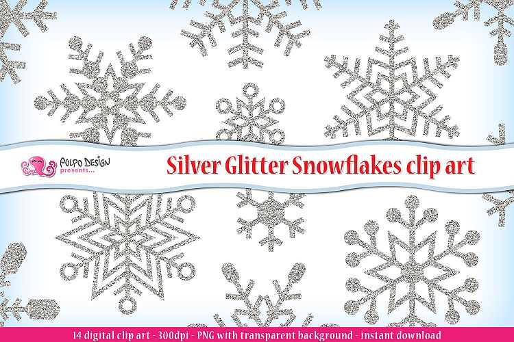 Silver Glitter Snowflakes clipart