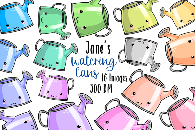 Kawaii Watering Cans Clipart
