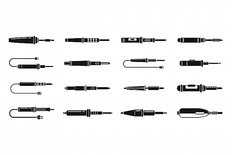 Modern soldering iron icons set, simple style example image 1