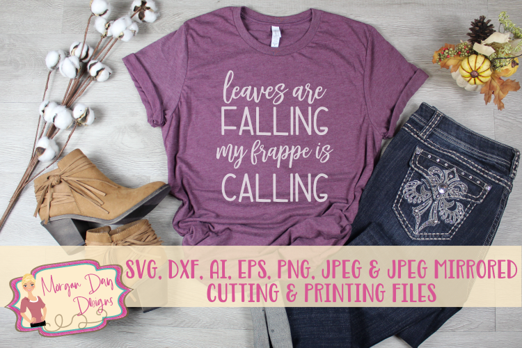 Leaves Falling Frappe Calling SVG, DXF, AI, EPS, PNG, JPEG