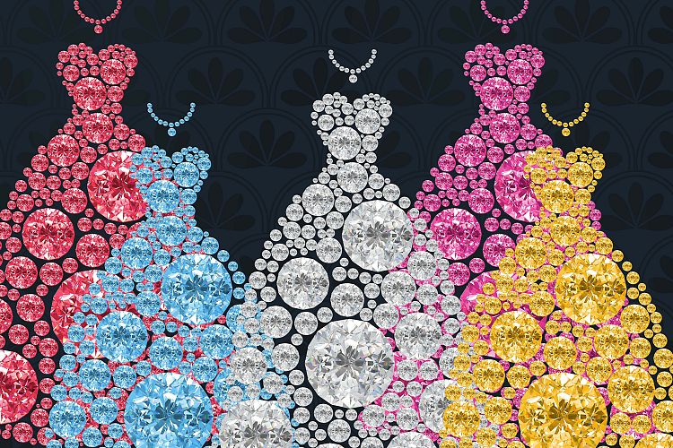 100 Diamond Bridal Dress Clip Arts, Diamond Wedding Gowns example image 1