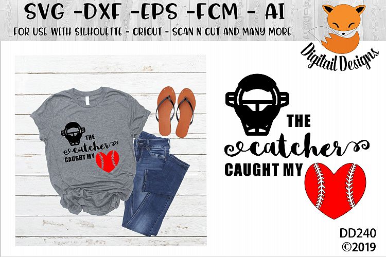 Download The Catcher Caught My Heart Baseball SVG