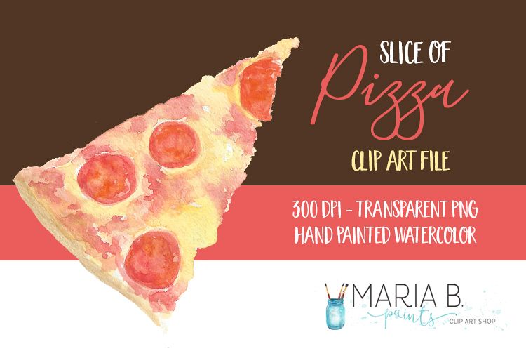 Slice of Pizza Watercolor Clip Art PNG
