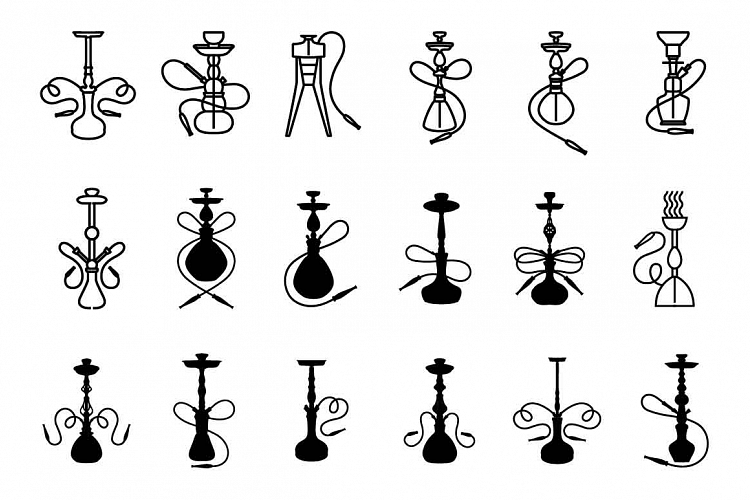 Hookah icon set on white background