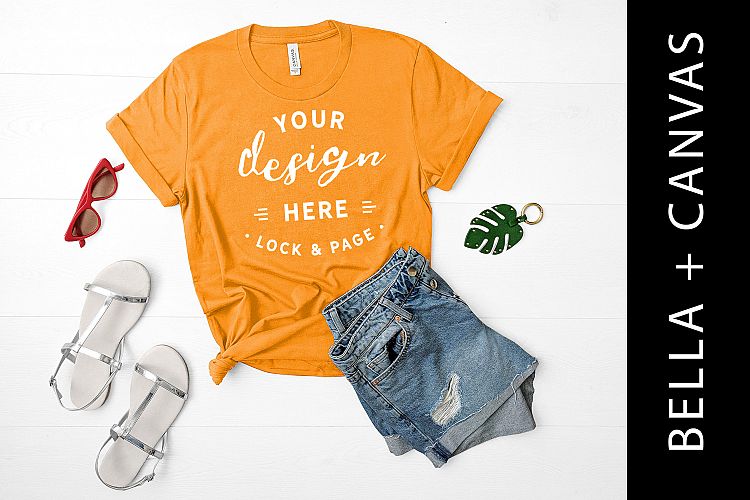 Burnt Orange Bella Canvas 3001 T Shirt Mockup T-Shirt Setup