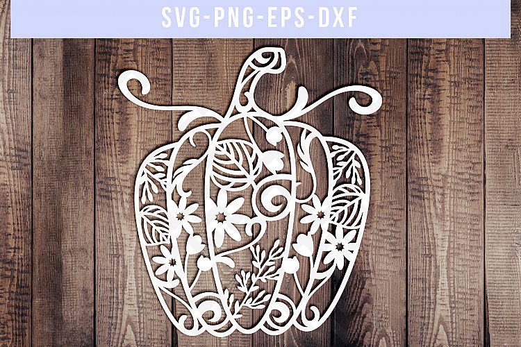 Pumpkin SVG Cut File, Autumn Papercut Template, DXF EPS PNG