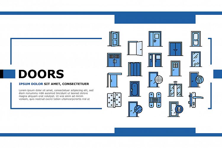 Interior Doors Types Landing Header Vector example image 1